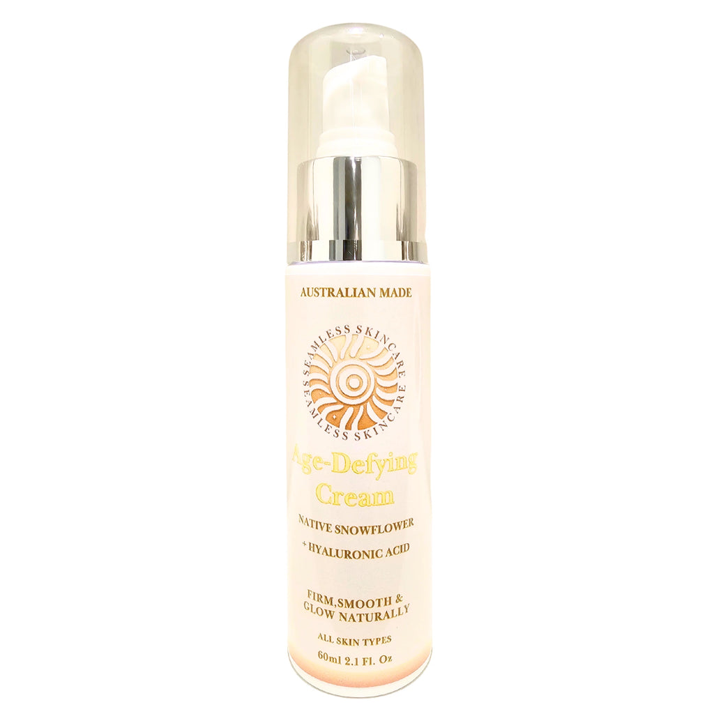 Age-Defying Cream bottle with silver cap on a white background