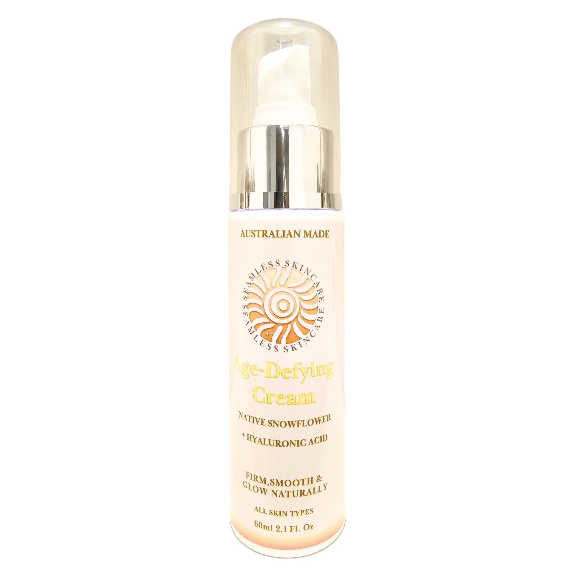 Age-Defying Cream bottle with silver cap on a white background