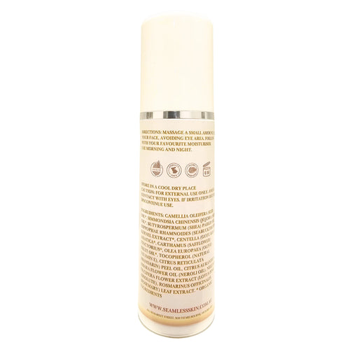 Back of Age-Defying Elixir pump with text on a white background