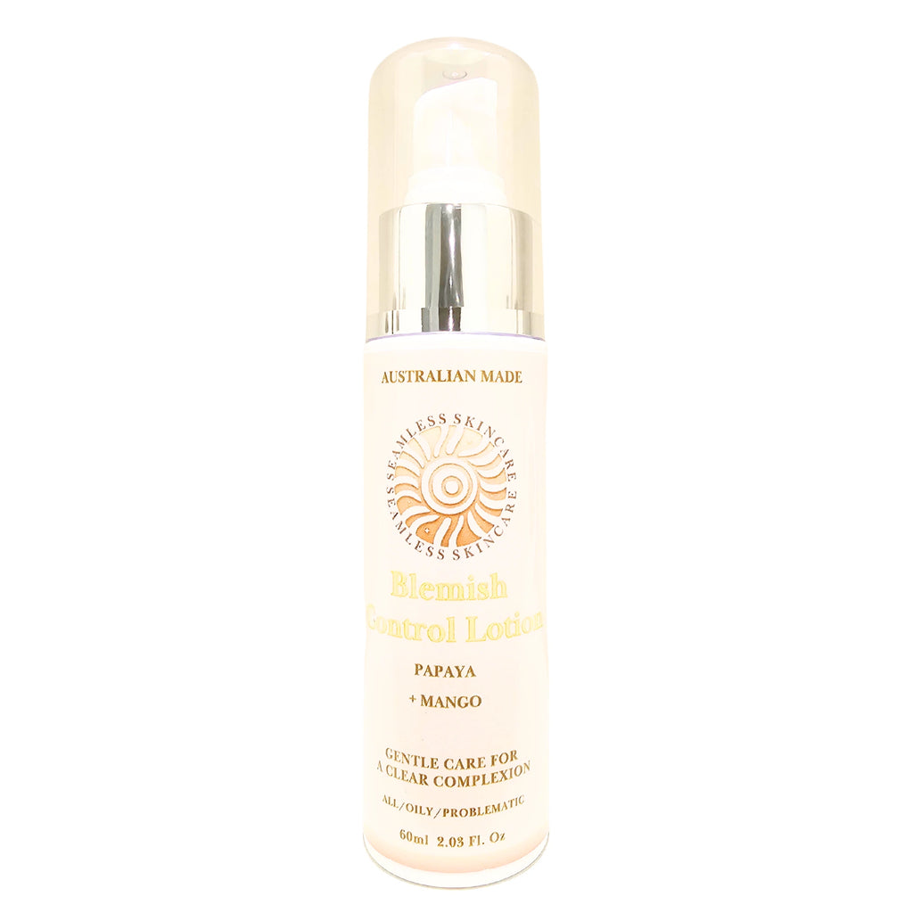 Blemish Control Lotion bottle with a sun design on a white background
