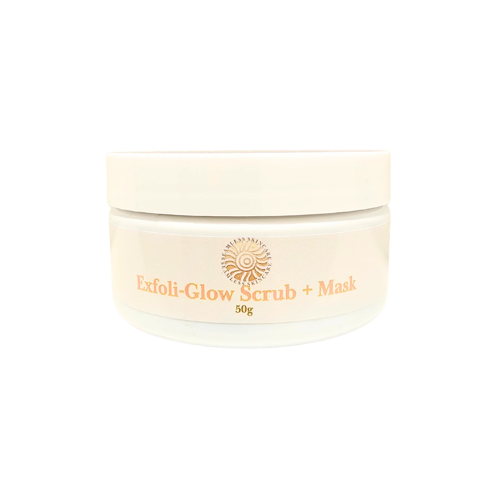 Jar of Exfoli-Glow Scrub + Mask on a white background