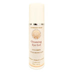 Gleaming Eye Gel bottle with cucumber and hyaluronic acid on a white background