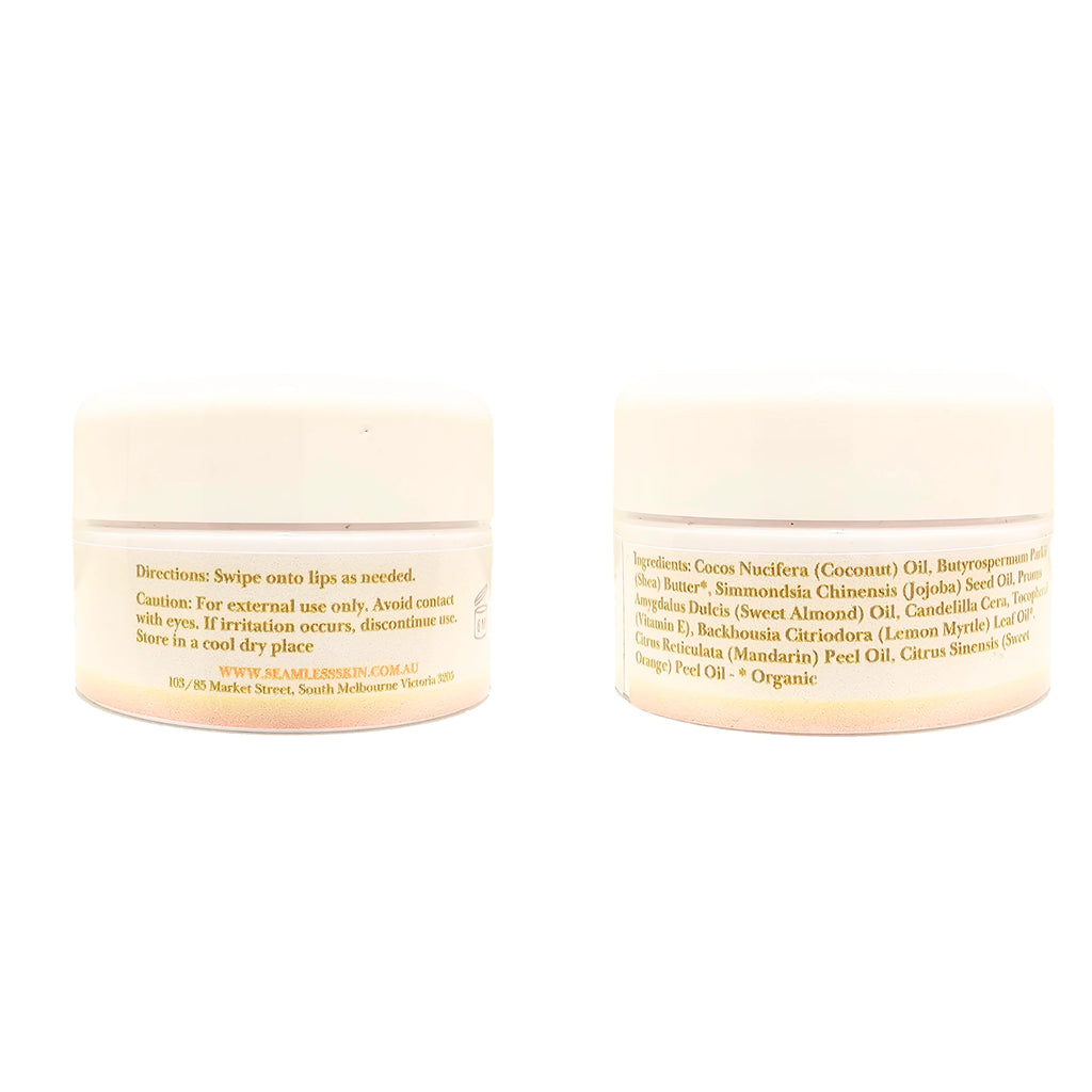 Two jars of lippy scrub with text on a white background