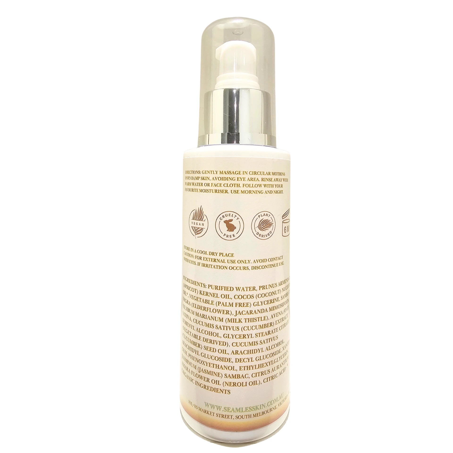 Back of Lush Cream Cleanser bottle with label on a white background