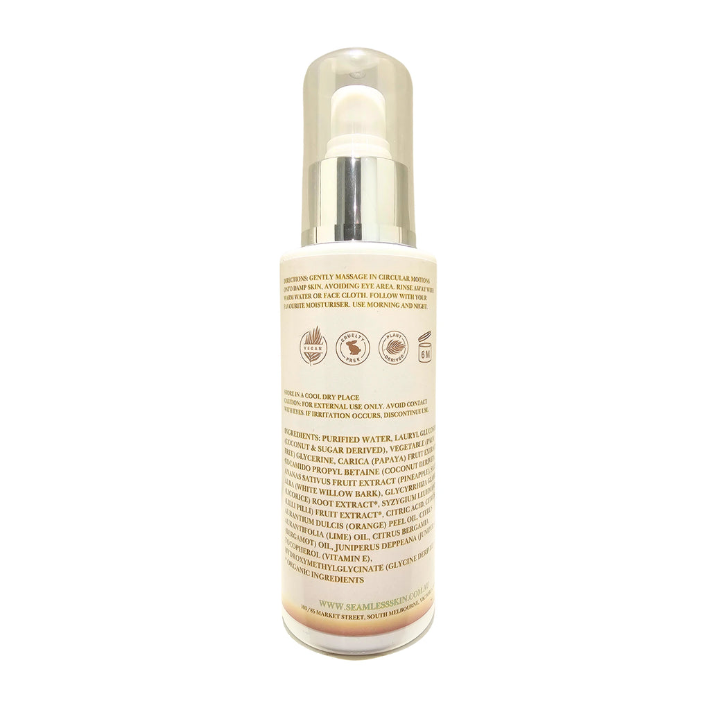 Back of Nature's Enzyme Cleanse bottle with text on a white background