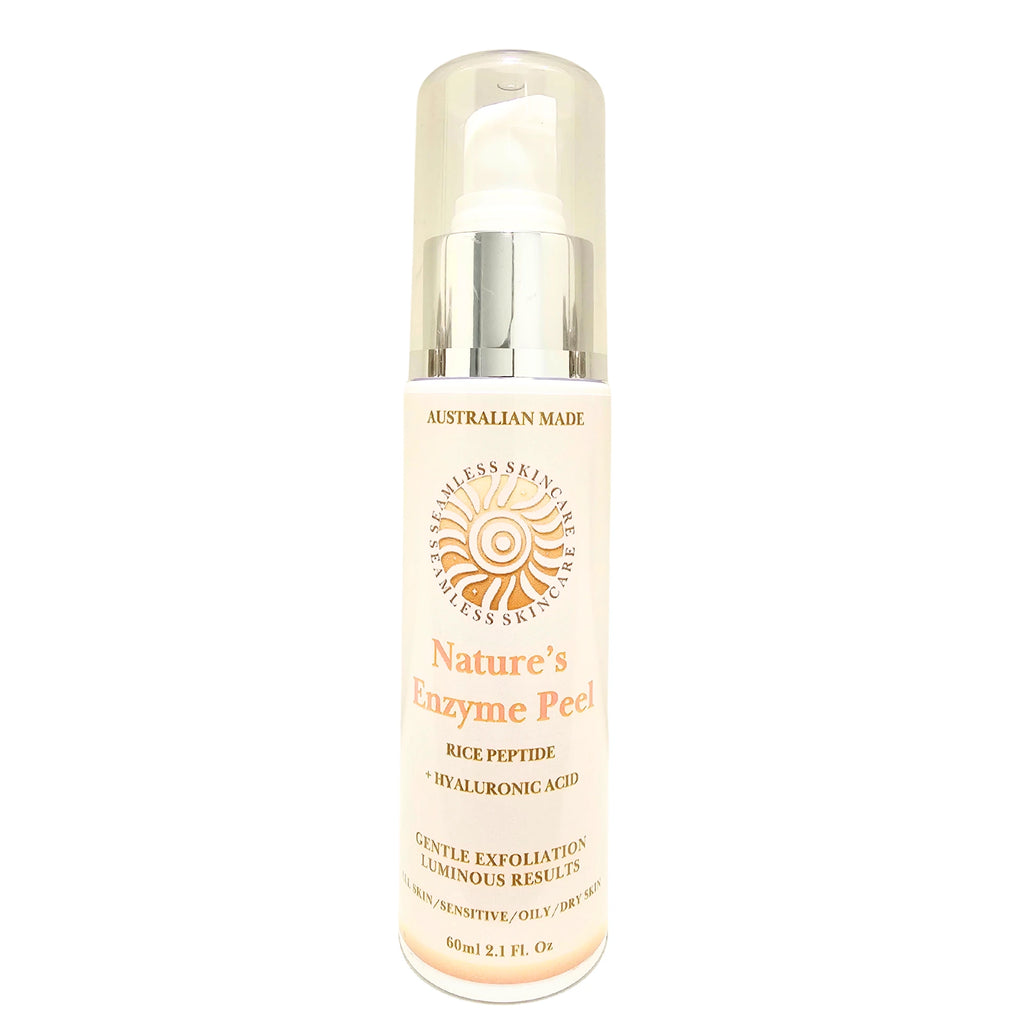 Skincare Gel bottle labeled 'Nature's Enzyme Peel' on a white background